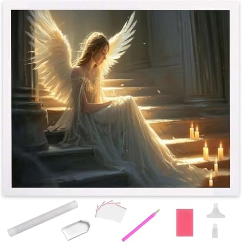 Engel Diamond Painting Erwachsene 60x80cm, DIY 5D Diamant Painting Bilder kinder Malen Nach Zahlen Set, Diamond Art Full Diamant Malerei Kunst Basteln für Home Wand Dekor, Weihnachten Geschenk S-874 von Jaxiaco