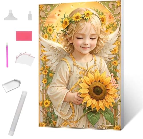 Engelmädchen Diamond Painting Erwachsene 60x80cm, DIY 5D Diamant Painting Bilder kinder Malen Nach Zahlen Set, Diamond Art Full Diamant Malerei Kunst Basteln für Weihnachten Home Wand Dekor S-875 von Jaxiaco