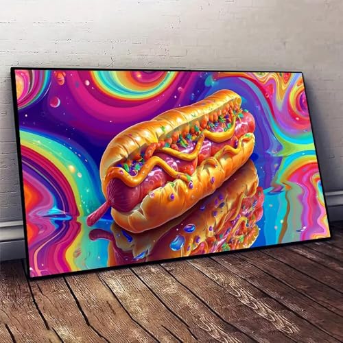 Farbe Hotdog Malen nach Zahlen, DIY malen nach zahlen erwachsene, Knitterfreie Leinwand, Digitales Ölgemälde-Set auf Leinwand mit Pinseln und Acrylpigment, Artwork für Heimdekoration, 60x120cm X-514 von Jaxiaco