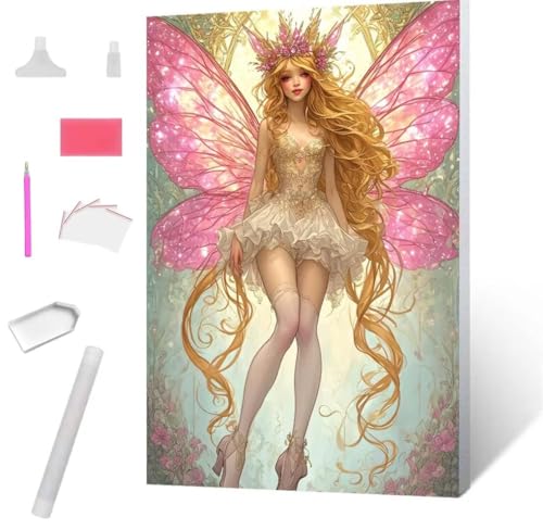 Fee Diamond Painting Erwachsene 30x40cm, DIY 5D Diamant Painting Bilder kinder Malen Nach Zahlen Set, Diamond Art Full Diamant Malerei Kunst Basteln für Home Wand Dekor, Weihnachten Geschenk S-906 von Jaxiaco