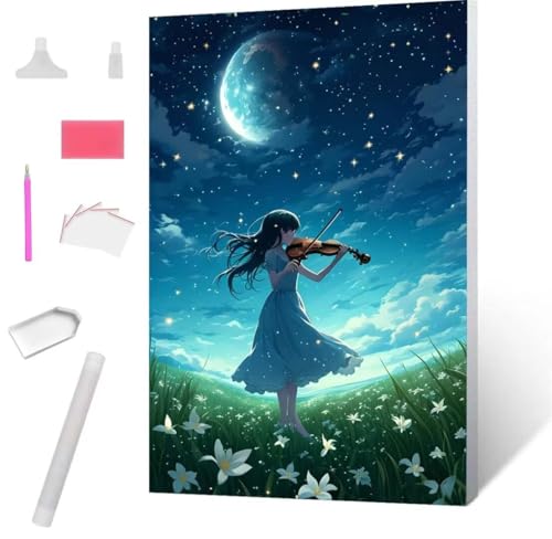 Feldmädchen Diamond Painting Erwachsene 90x120cm, DIY 5D Diamant Painting Bilder kinder Malen Nach Zahlen Set, Diamond Art Full Diamant Malerei Kunst Basteln für Weihnachten Home Wand Dekor S-882 von Jaxiaco