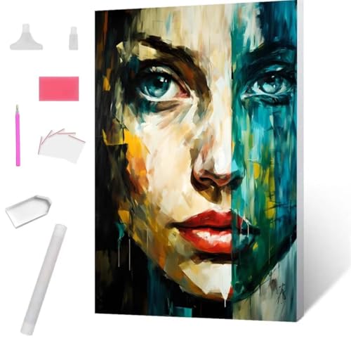 Frau Diamond Painting Erwachsene 90x120cm, DIY 5D Diamant Painting Bilder kinder Malen Nach Zahlen Set, Diamond Art Full Diamant Malerei Kunst Basteln für Home Wand Dekor, Weihnachten Geschenk S-681 von Jaxiaco