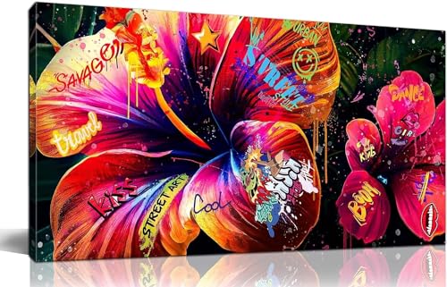 Graffiti Blume Diamond Painting Erwachsene Groß XXL 50x100cm, DIY 5D Diamant Painting Bilder kinder Malen Nach Zahlen Set, Diamond Art Full Diamant Malerei Kunst Basteln für Home Wand Dekor G-199 von Jaxiaco