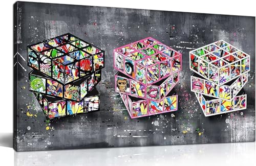 Graffiti Rubik's Würfel Diamond Painting Erwachsene Groß XXL 60x120cm, DIY 5D Diamant Painting Bilder kinder Malen Nach Zahlen Set, Diamond Art Full Diamant Malerei Kunst für Home Wand Dekor G-203 von Jaxiaco