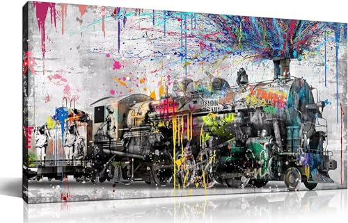 Graffiti Zug Diamond Painting Erwachsene Groß XXL 40x120cm, DIY 5D Diamant Painting Bilder kinder Malen Nach Zahlen Set, Diamond Art Full Diamant Malerei Kunst Basteln für Home Wand Dekor G-205 von Jaxiaco