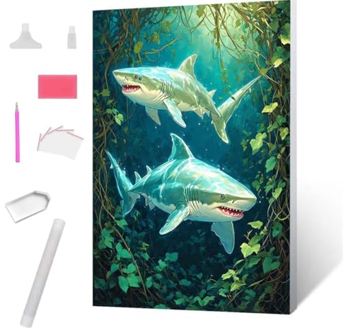 Hai Diamond Painting Erwachsene 30x40cm, DIY 5D Diamant Painting Bilder kinder Malen Nach Zahlen Set, Diamond Art Full Diamant Malerei Kunst Basteln für Home Wand Dekor, Weihnachten Geschenk S-779 von Jaxiaco