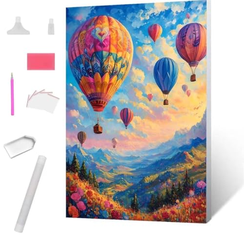 Heißluftballon Diamond Painting Erwachsene 30x40cm, DIY 5D Diamant Painting Bilder kinder Malen Nach Zahlen Set, Diamond Art Full Diamant Malerei Kunst Basteln für Weihnachten Home Wand Dekor S-737 von Jaxiaco