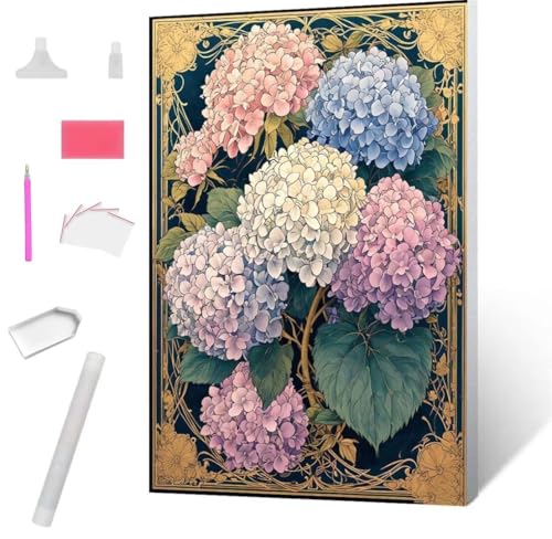 Hortensien blüten Diamond Painting Erwachsene 30x40cm, DIY 5D Diamant Painting Bilder kinder Malen Nach Zahlen Set, Diamond Art Full Diamant Malerei Kunst Basteln für Weihnachten Home Wand Dekor S-973 von Jaxiaco