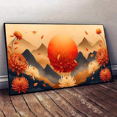 Landschaft Blume Malen nach Zahlen, DIY malen nach zahlen erwachsene, Knitterfreie Leinwand, Digitales Ölgemälde-Set auf Leinwand mit Pinseln und Acrylpigment, Artwork für Heimdekoration, 30x60cm X-86 von Jaxiaco