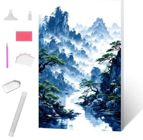 Landschaft Diamond Painting Erwachsene 90x120cm, DIY 5D Diamant Painting Bilder kinder Malen Nach Zahlen Set, Diamond Art Full Diamant Malerei Kunst Basteln für Weihnachten Home Wand Dekor S-787 von Jaxiaco