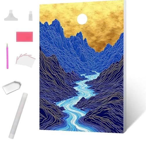 Landschaft Diamond Painting Erwachsene 90x120cm, DIY 5D Diamant Painting Bilder kinder Malen Nach Zahlen Set, Diamond Art Full Diamant Malerei Kunst Basteln für Weihnachten Home Wand Dekor S-788 von Jaxiaco