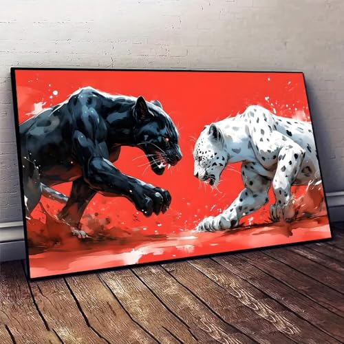 Leopard Tier Malen nach Zahlen, DIY malen nach zahlen erwachsene, Knitterfreie Leinwand, Digitales Ölgemälde-Set auf Leinwand mit Pinseln und Acrylpigment, Artwork für Heimdekoration, 20x40cm X-6 von Jaxiaco