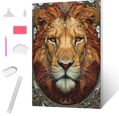 Löwe Diamond Painting Erwachsene 30x40cm, DIY 5D Diamant Painting Bilder kinder Malen Nach Zahlen Set, Diamond Art Full Diamant Malerei Kunst Basteln für Home Wand Dekor, Weihnachten Geschenk S-830 von Jaxiaco