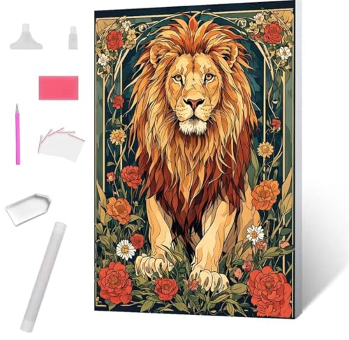 Löwe Diamond Painting Erwachsene 90x120cm, DIY 5D Diamant Painting Bilder kinder Malen Nach Zahlen Set, Diamond Art Full Diamant Malerei Kunst Basteln für Home Wand Dekor, Weihnachten Geschenk S-828 von Jaxiaco