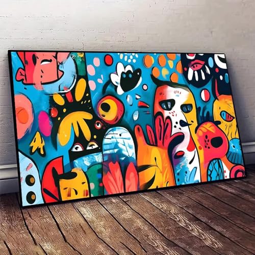 Malen Nach Zahlen Erwachsene Abstrakt Karikatur DIY Handgemalt Ölgemälde Leinwand Set mit 3 Pinsel und Acrylpigment für Malerei Bastelset, Frauen Home Deko Geburtstag Weihnachten Geschenk 35x70cm X-49 von Jaxiaco