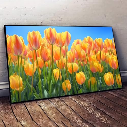 Malen Nach Zahlen Erwachsene Blume Tulpe DIY Handgemalt Ölgemälde Leinwand Set mit 3 Pinsel und Acrylpigment für Malerei Bastelset, Frauen Home Deko Geburtstag Weihnachten Geschenk 35x70cm X-164 von Jaxiaco