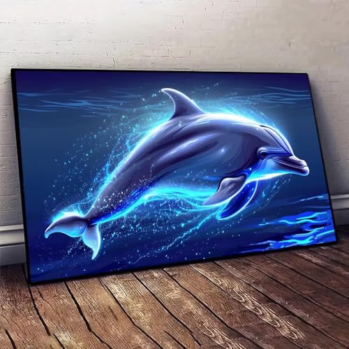 Malen Nach Zahlen Erwachsene Delphin Ozean DIY Handgemalt Ölgemälde Leinwand Set mit 3 Pinsel und Acrylpigment für Malerei Bastelset, Frauen Home Deko Geburtstag Weihnachten Geschenk 70x140cm X-566 von Jaxiaco