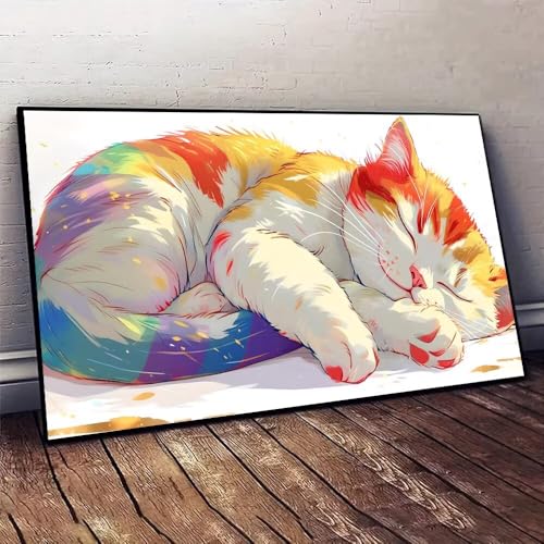 Malen Nach Zahlen Erwachsene Farbe Katze DIY Handgemalt Ölgemälde Leinwand Set mit 3 Pinsel und Acrylpigment für Malerei Bastelset, Frauen Home Deko Geburtstag Weihnachten Geschenk 35x70cm X-22 von Jaxiaco