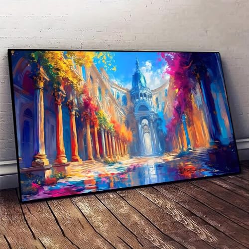 Malen Nach Zahlen Erwachsene Palast Architektur DIY Handgemalt Ölgemälde Leinwand Set mit 3 Pinsel und Acrylpigment für Malerei Bastelset, Frauen Home Deko Geburtstag Geschenk 70x140cm X-560 von Jaxiaco