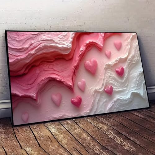 Malen Nach Zahlen Erwachsene Rosa Liebe DIY Handgemalt Ölgemälde Leinwand Set mit 3 Pinsel und Acrylpigment für Malerei Bastelset, Frauen Home Deko Geburtstag Weihnachten Geschenk 25x50cm X-81 von Jaxiaco