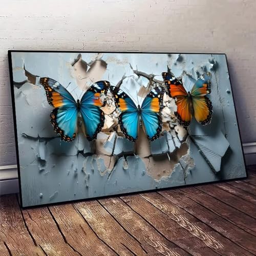 Malen Nach Zahlen Erwachsene Schmetterling Farbe DIY Handgemalt Ölgemälde Leinwand Set mit 3 Pinsel und Acrylpigment für Malerei Bastelset, Frauen Home Deko Geburtstag Geschenk 35x70cm X-132 von Jaxiaco