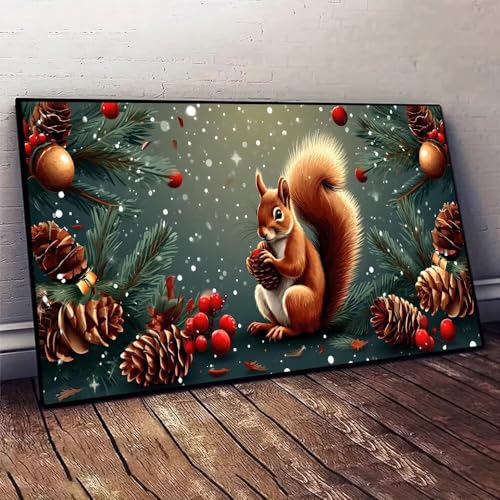 Malen Nach Zahlen Erwachsene Tier Eichhörnchen DIY Handgemalt Ölgemälde Leinwand Set mit 3 Pinsel und Acrylpigment für Malerei Bastelset, Frauen Home Deko Geburtstag Weihnachten Geschenk 25x50cm X-71 von Jaxiaco