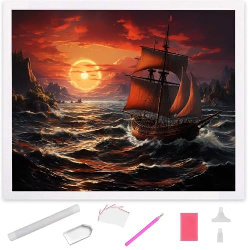 Mond schiff Diamond Painting Erwachsene 30x40cm, DIY 5D Diamant Painting Bilder kinder Malen Nach Zahlen Set, Diamond Art Full Diamant Malerei Kunst Basteln für Weihnachten Home Wand Dekor S-1030 von Jaxiaco