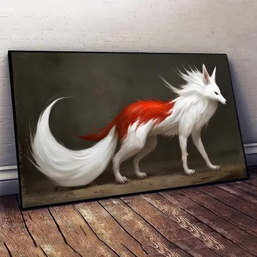 Polarfuchs Niedlich Malen nach Zahlen, DIY malen nach zahlen erwachsene, Knitterfreie Leinwand, Digitales Ölgemälde-Set auf Leinwand mit Pinseln und Acrylpigment, Artwork Heimdekoration 30x60cm X-504 von Jaxiaco