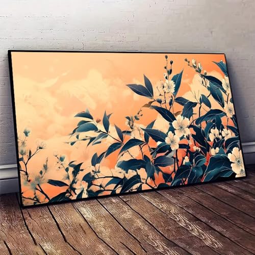 Retro Blume Malen nach Zahlen, DIY malen nach zahlen erwachsene, Knitterfreie Leinwand, Digitales Ölgemälde-Set auf Leinwand mit Pinseln und Acrylpigment, Artwork für Heimdekoration, 60x120cm X-557 von Jaxiaco