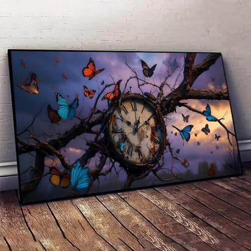 Schmetterling Baum Malen nach Zahlen, DIY malen nach zahlen erwachsene, Knitterfreie Leinwand, Digitales Ölgemälde-Set auf Leinwand mit Pinseln und Acrylpigment, Artwork Heimdekoration 80x160cm X-572 von Jaxiaco