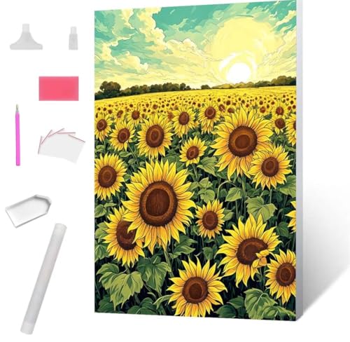 Sonnenblume Diamond Painting Erwachsene 30x40cm, DIY 5D Diamant Painting Bilder kinder Malen Nach Zahlen Set, Diamond Art Full Diamant Malerei Kunst Basteln für Weihnachten Home Wand Dekor S-915 von Jaxiaco