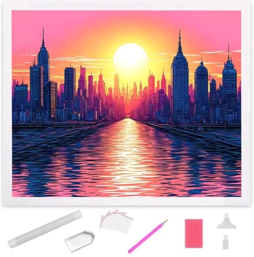 Stadt untergang Diamond Painting Erwachsene 30x40cm, DIY 5D Diamant Painting Bilder kinder Malen Nach Zahlen Set, Diamond Art Full Diamant Malerei Kunst Basteln für Weihnachten Home Wand Dekor S-92 von Jaxiaco