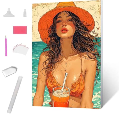 Strandschönheiten Diamond Painting Erwachsene 30x40cm, DIY 5D Diamant Painting Bilder kinder Malen Nach Zahlen Set, Diamond Art Full Diamant Malerei Kunst Basteln für Weihnachten Home Wand Dekor S-775 von Jaxiaco