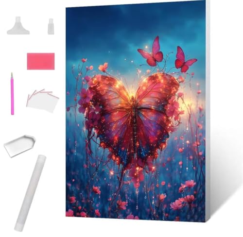 Träumender Schmetterling Diamond Painting Erwachsene 30x40cm, DIY 5D Diamant Painting Bilder kinder Malen Nach Zahlen Set, Diamond Art Full Diamant Malerei Kunst Basteln für Home Wand Dekor S-607 von Jaxiaco