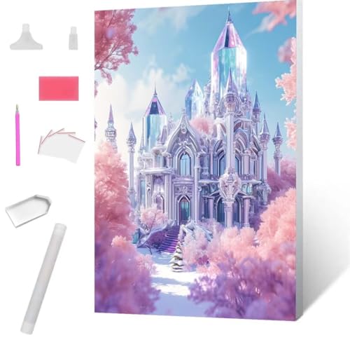 Traumschloss Diamond Painting Erwachsene 90x120cm, DIY 5D Diamant Painting Bilder kinder Malen Nach Zahlen Set, Diamond Art Full Diamant Malerei Kunst Basteln für Weihnachten Home Wand Dekor S-605 von Jaxiaco