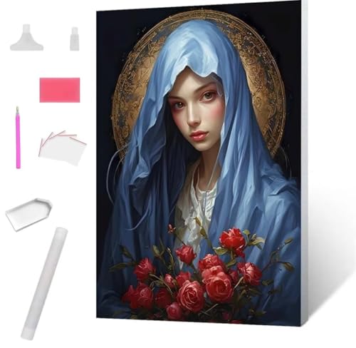 Unserer Lieben Frau Diamond Painting Erwachsene 30x40cm, DIY 5D Diamant Painting Bilder kinder Malen Nach Zahlen Set, Diamond Art Full Diamant Malerei Kunst Basteln für Home Wand Dekor S-825 von Jaxiaco