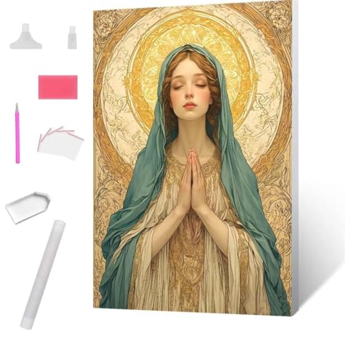 Unserer Lieben Frau Diamond Painting Erwachsene 90x120cm, DIY 5D Diamant Painting Bilder kinder Malen Nach Zahlen Set, Diamond Art Full Diamant Malerei Kunst Basteln für Home Wand Dekor S-818 von Jaxiaco