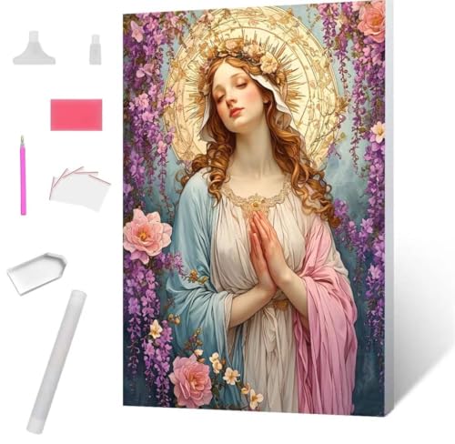 Unserer Lieben Frau Diamond Painting Erwachsene 90x120cm, DIY 5D Diamant Painting Bilder kinder Malen Nach Zahlen Set, Diamond Art Full Diamant Malerei Kunst Basteln für Home Wand Dekor S-824 von Jaxiaco