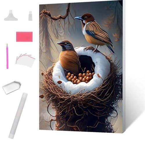 Vogelnester Diamond Painting Erwachsene 90x120cm, DIY 5D Diamant Painting Bilder kinder Malen Nach Zahlen Set, Diamond Art Full Diamant Malerei Kunst Basteln für Weihnachten Home Wand Dekor S-659 von Jaxiaco