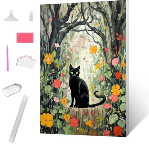 Waldkatze Diamond Painting Erwachsene 60x80cm, DIY 5D Diamant Painting Bilder kinder Malen Nach Zahlen Set, Diamond Art Full Diamant Malerei Kunst Basteln für Weihnachten Home Wand Dekor S-764 von Jaxiaco