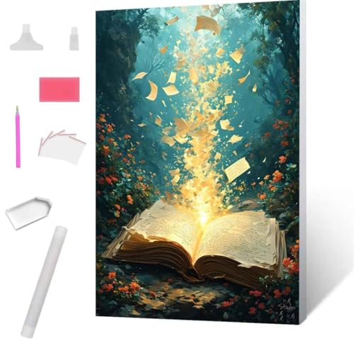 Zauberbuch Diamond Painting Erwachsene 30x40cm, DIY 5D Diamant Painting Bilder kinder Malen Nach Zahlen Set, Diamond Art Full Diamant Malerei Kunst Basteln für Weihnachten Home Wand Dekor S-644 von Jaxiaco