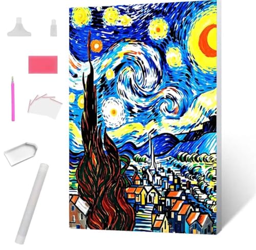 eine sternenklare Nacht Diamond Painting Erwachsene 30x40cm, DIY 5D Diamant Painting Bilder kinder Malen Nach Zahlen Set, Diamond Art Full Diamant Malerei Kunst Basteln für Home Wand Dekor S-947 von Jaxiaco