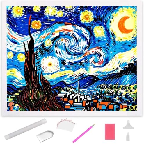 eine sternenklare Nacht Diamond Painting Erwachsene 90x120cm, DIY 5D Diamant Painting Bilder kinder Malen Nach Zahlen Set, Diamond Art Full Diamant Malerei Kunst Basteln für Home Wand Dekor S-948 von Jaxiaco