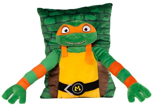 Nickelodeon Teenage Mutant Ninja Turtles Michelangelo 3D-Kuschelkissen, superweiches grünes Plüschkissen, Maße: 38,1 cm von Jay Franco