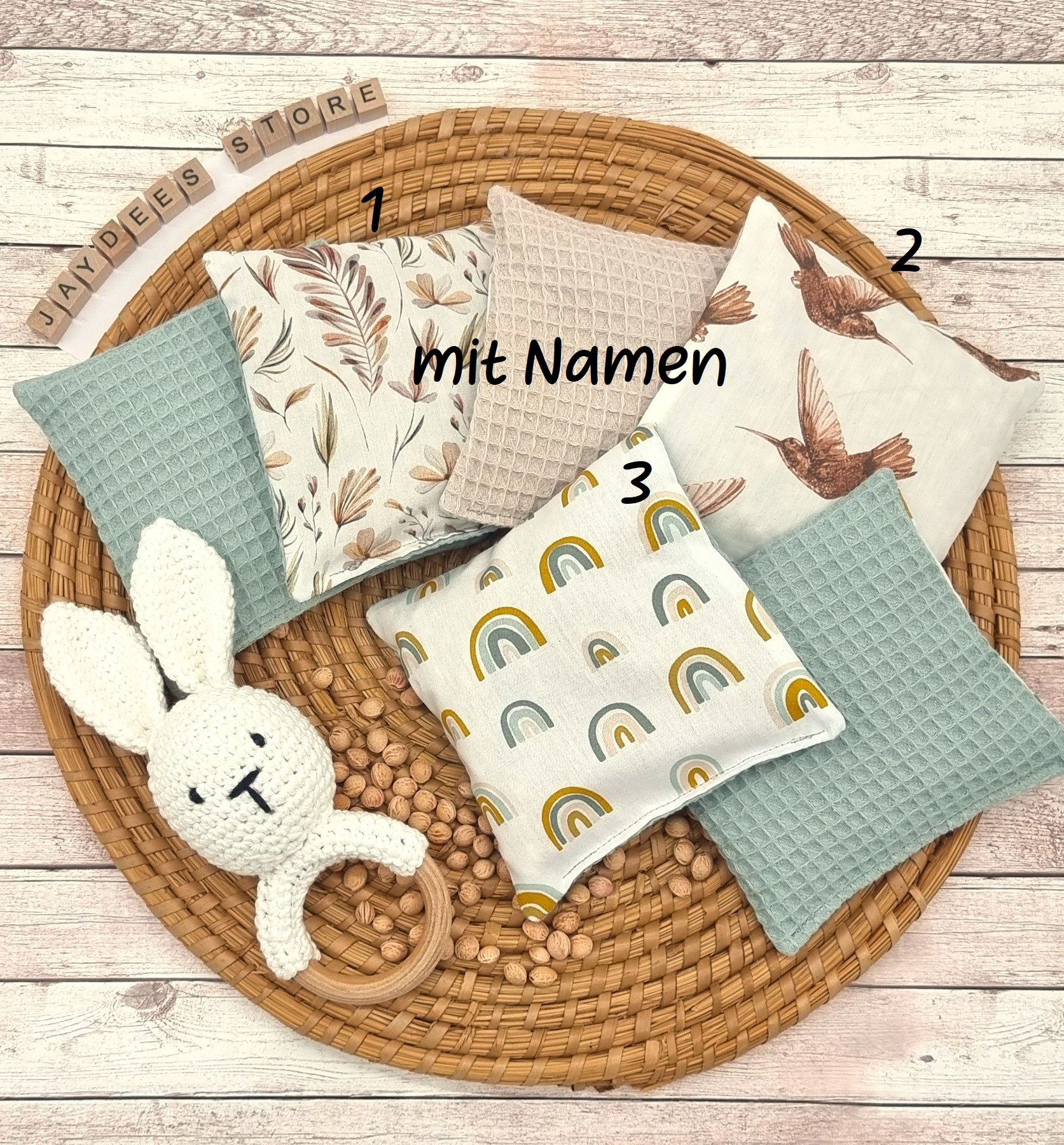 Kirschkernkissen Mit Namen, Personalisiert, Geburtsgeschenk Für Kinder, Wärmekissen 14x14cm, Geschenk Kinder Und Babys Namen von JayDeesStore