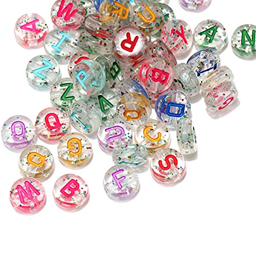 1200 Stück klare Acryl-Buchstabenperlen 10mm flache runde Scheibe Münze A-Z buntes Buchstabenmuster lose Abstandshalter Perlen Charms für DIY Halskette Armband Schmuckherstellung von Jaydis