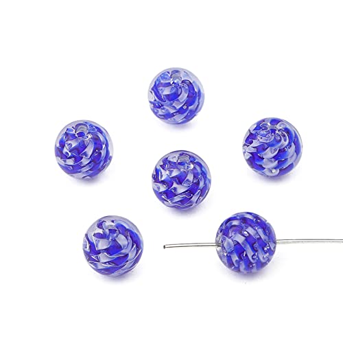 5 stücke Lampwork Glas Runde Spacer Perlen 12mm Handgefertigte Glaskugel Perlen Saphirblau für DIY Halskette Armband Schmuck Herstellung Loch: 1mm von Jaydis