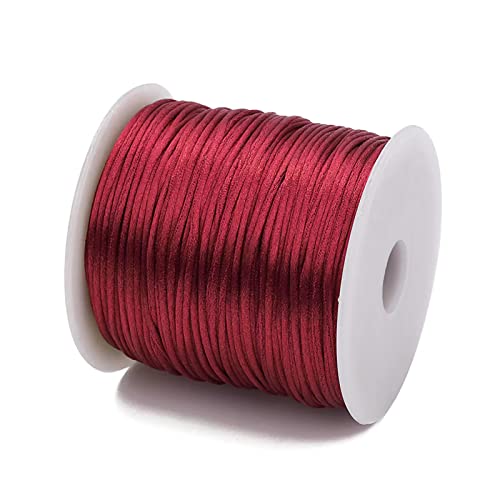 80 Yards 1,5 mm Weinrot Rattail Satin Nylon Besatz Seidenschnur Perlenschnur Chinesische Knoten Schnur Makramee Faden Schnur für Halskette Armband geflochtene Schmuckherstellung von Jaydis