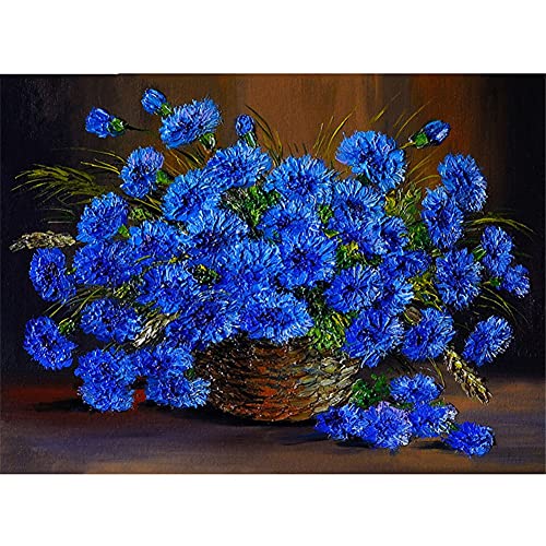 5D Diamant Painting Bilder für Erwachsene Kinder,Blaue Kornblume DIY Diamond Painting Full Drill Crystal Strass Stickerei Kreuzstich Set,Arts Craft Leinwand Home Dekoration Geschenke-16x20in,40x50cm von Jayogo