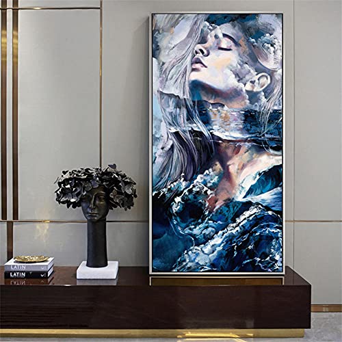 Diamant Painting Bilder groß,5D Diamond Painting Abstraktes Mädchen,DIY Diamond Painting Full Set, Diamant Painting Erwachsene Kinder, Kristall Stickerei Kunsthandwerk Wall Eingang Dekoration 50x100cm von Jayogo